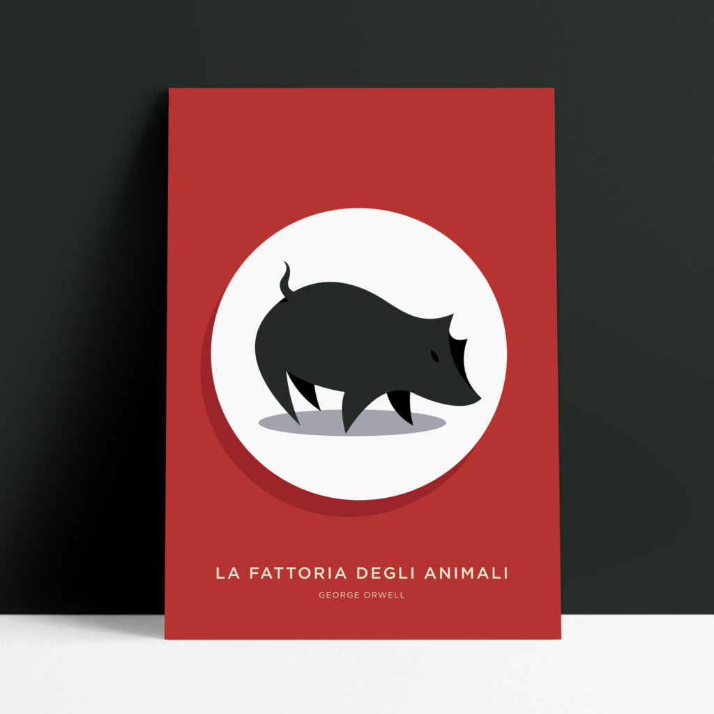 Animal farm, George Orwell. A black pig in a white circle, with a deep red in the background... does this cover remind you of any flag?