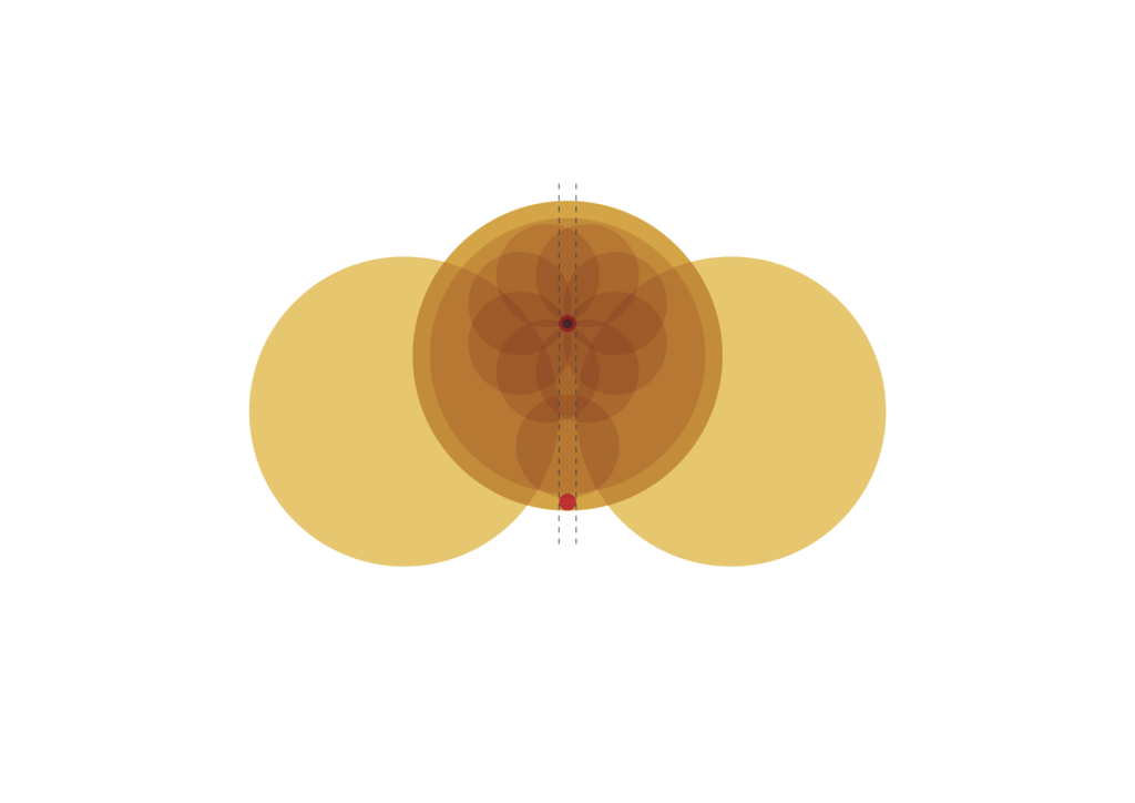 The construction of the tree is made by rotating the sub-multiples around the main circle.