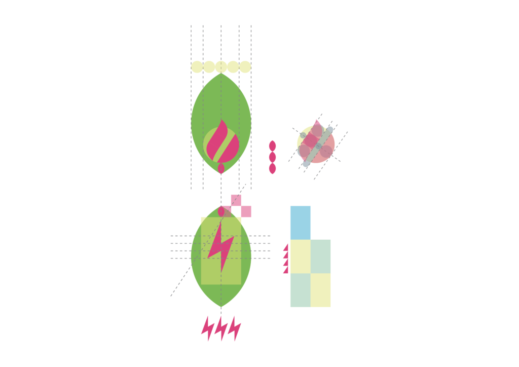 The designing of the lightning and the flame contained within the two “special” leaves.