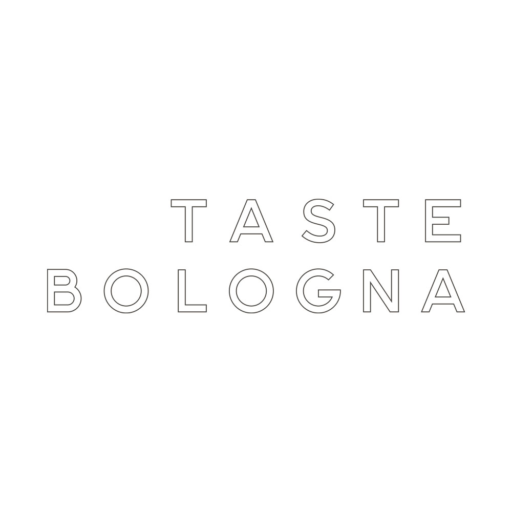 The text of Taste Bologna, a Gotham Medium customized in order to make it perfect for this brand.