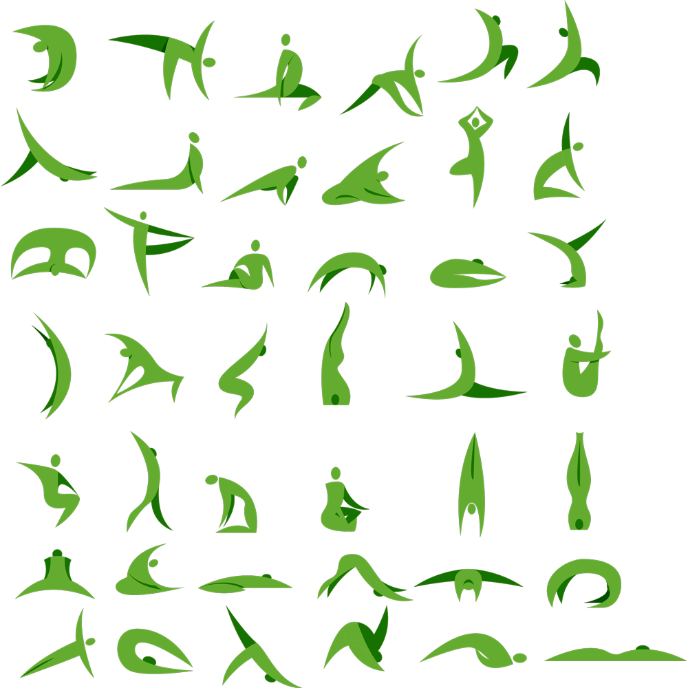 a picture of various illustrations taken from yoga positions.