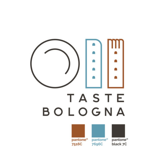 The color of the logo. Red, blue and black, all with a vintage look to intensify the old-fashioned mood that characterizes the streets of Bologna.